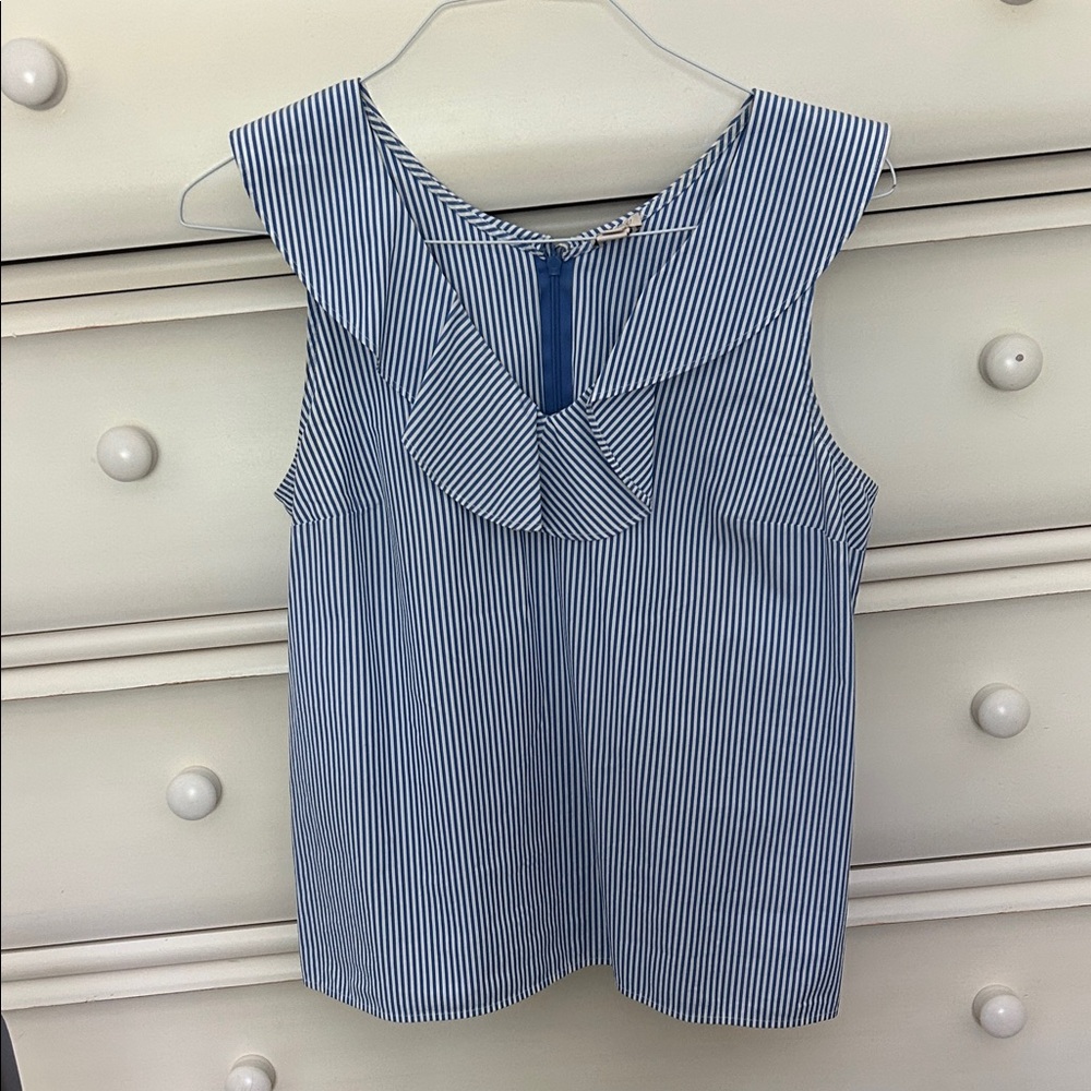J.Crew Blue & White Striped Sleeveless Blouse